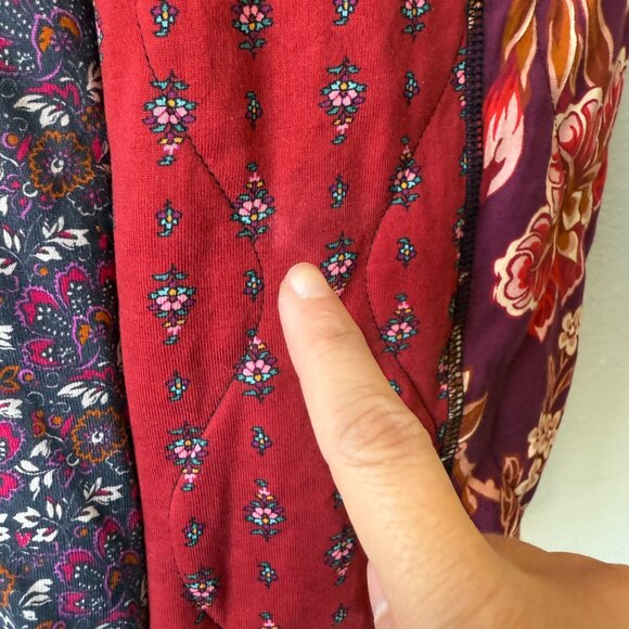 Sundance Linnea Robe Jacket Patchwork Sherpa Lined Boho Multicolor Floral Hooded - Picture 3 of 9